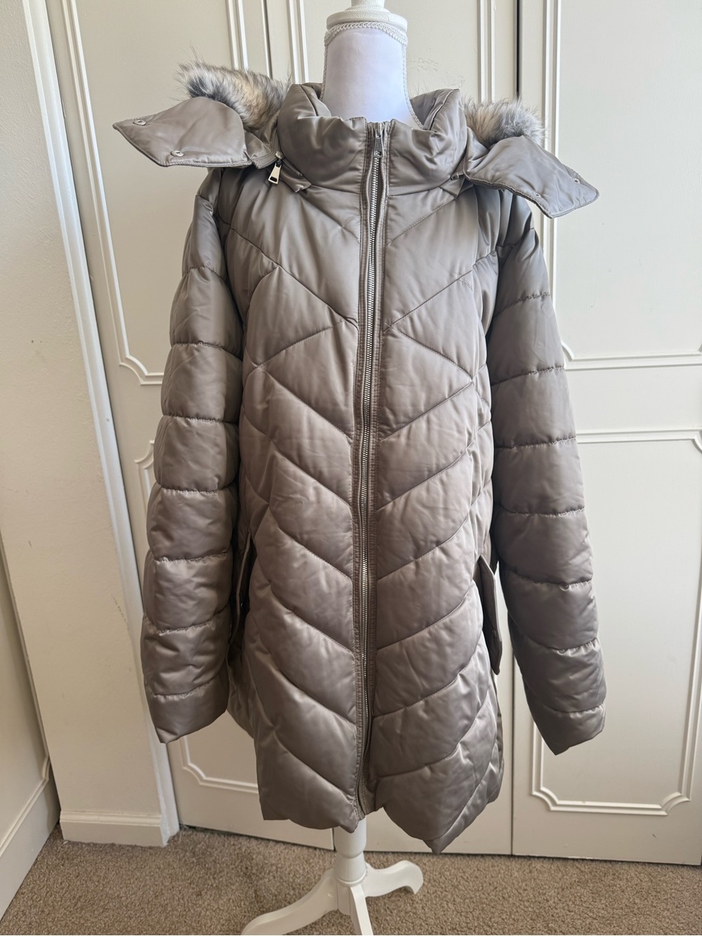 Lane Bryant Womens Puffer Coat Hooded Quilted Full Zip Jacket